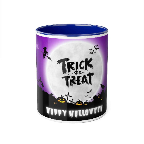 Trick and Treat Purple Happy Halloween Accent Mugs, 11oz