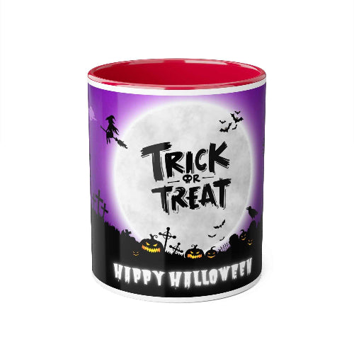 Trick and Treat Purple Happy Halloween Accent Mugs, 11oz