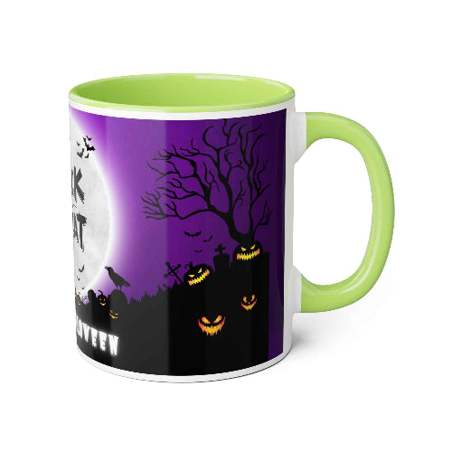 Trick and Treat Purple Happy Halloween Accent Mugs, 11oz