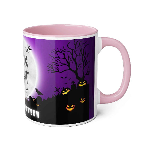 Trick and Treat Purple Happy Halloween Accent Mugs, 11oz