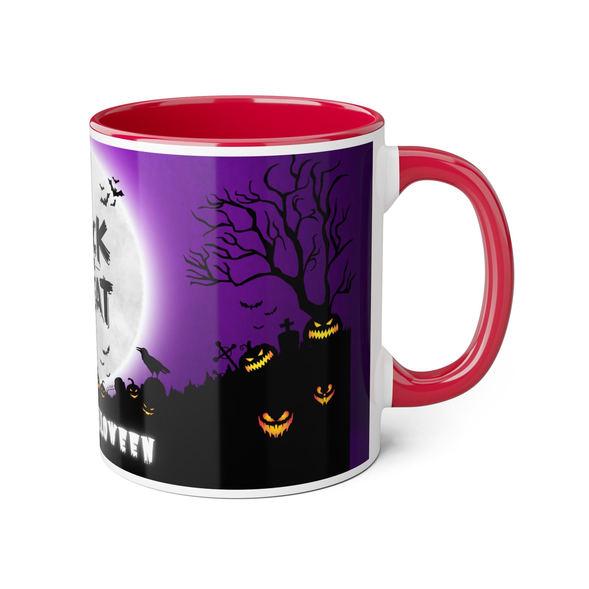 Trick and Treat Purple Happy Halloween Accent Mugs, 11oz
