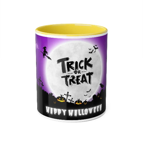 Trick and Treat Purple Happy Halloween Accent Mugs, 11oz