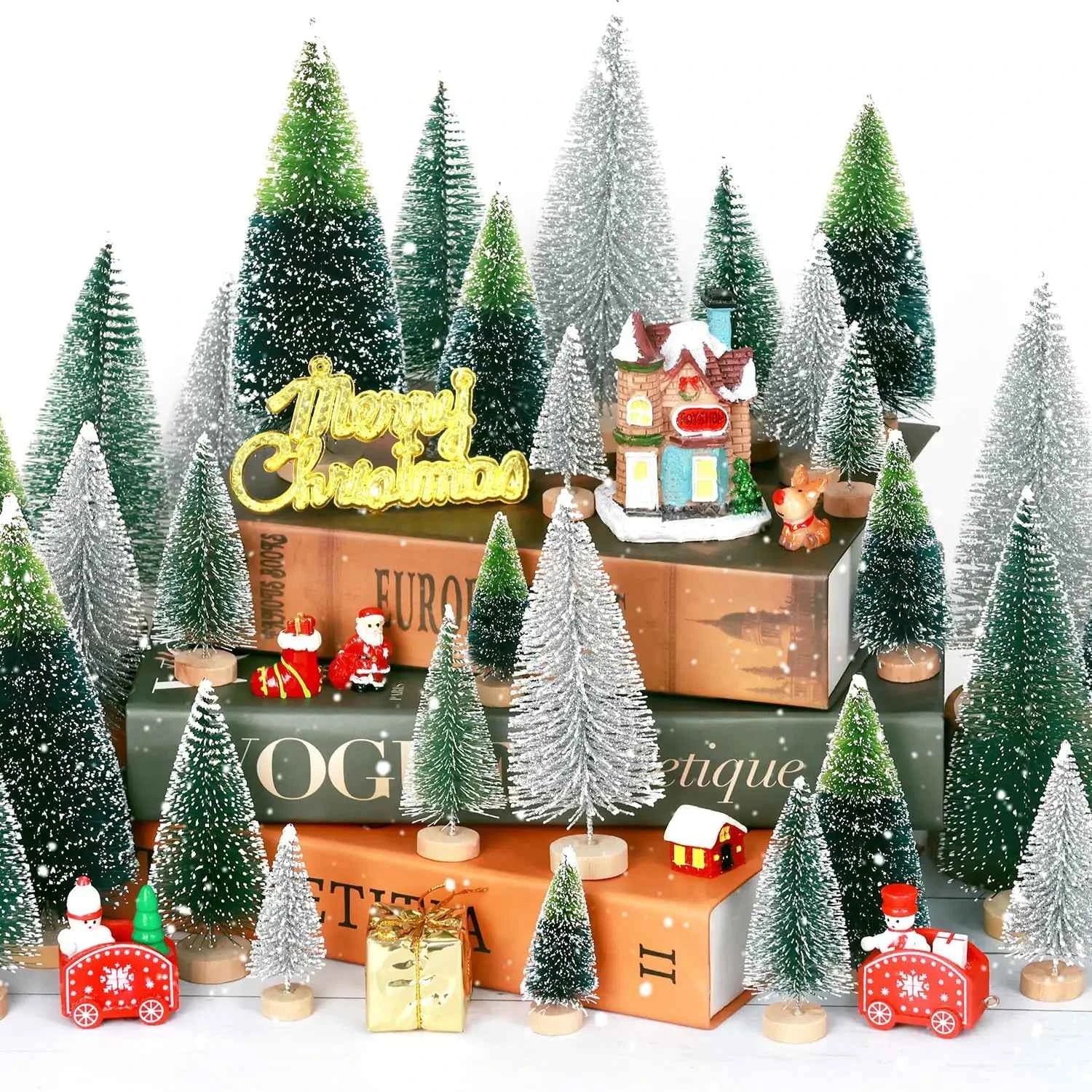 30Pcs Mini Christmas Tree Décor Set  | Christmas Trees with lights  | artificial christmas trees