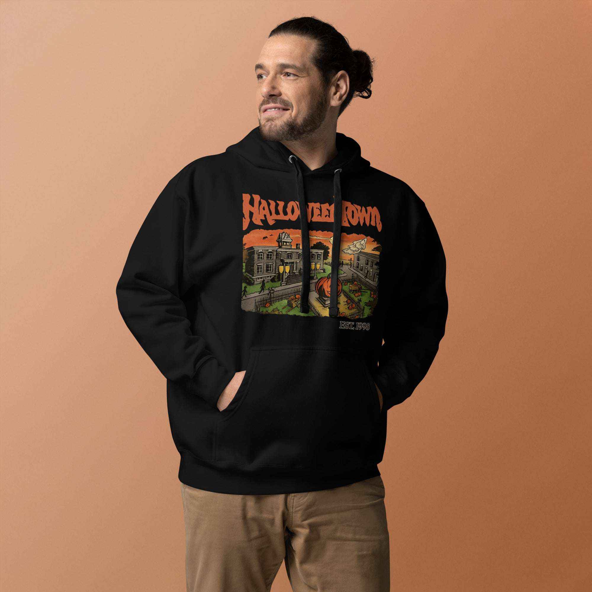 Halloweentown Est. 1998 Hoodie – Retro University Pullover | Unisex Vintage Spooky Season Hoodie for Fall