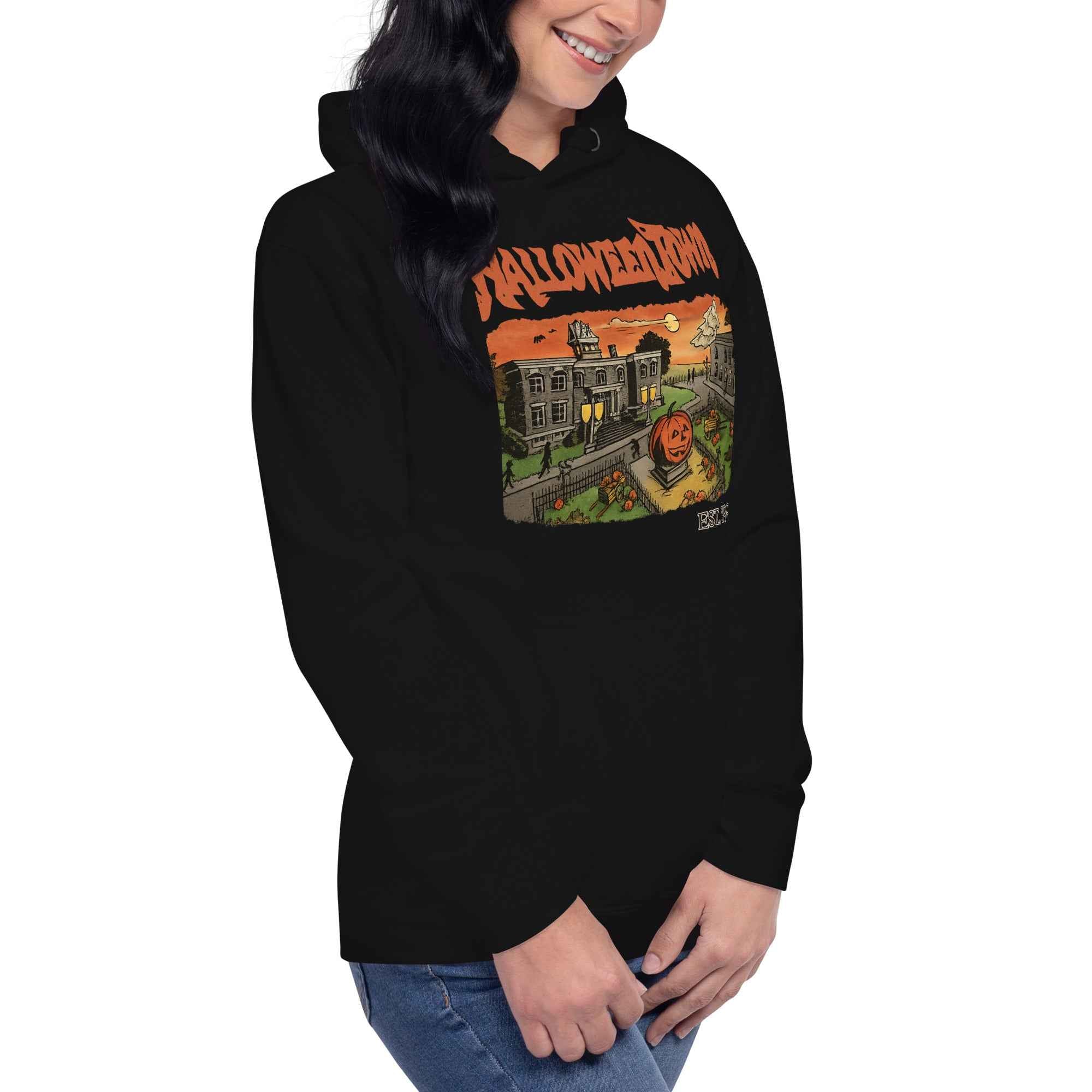 Halloweentown Est. 1998 Hoodie – Retro University Pullover | Unisex Vintage Spooky Season Hoodie for Fall