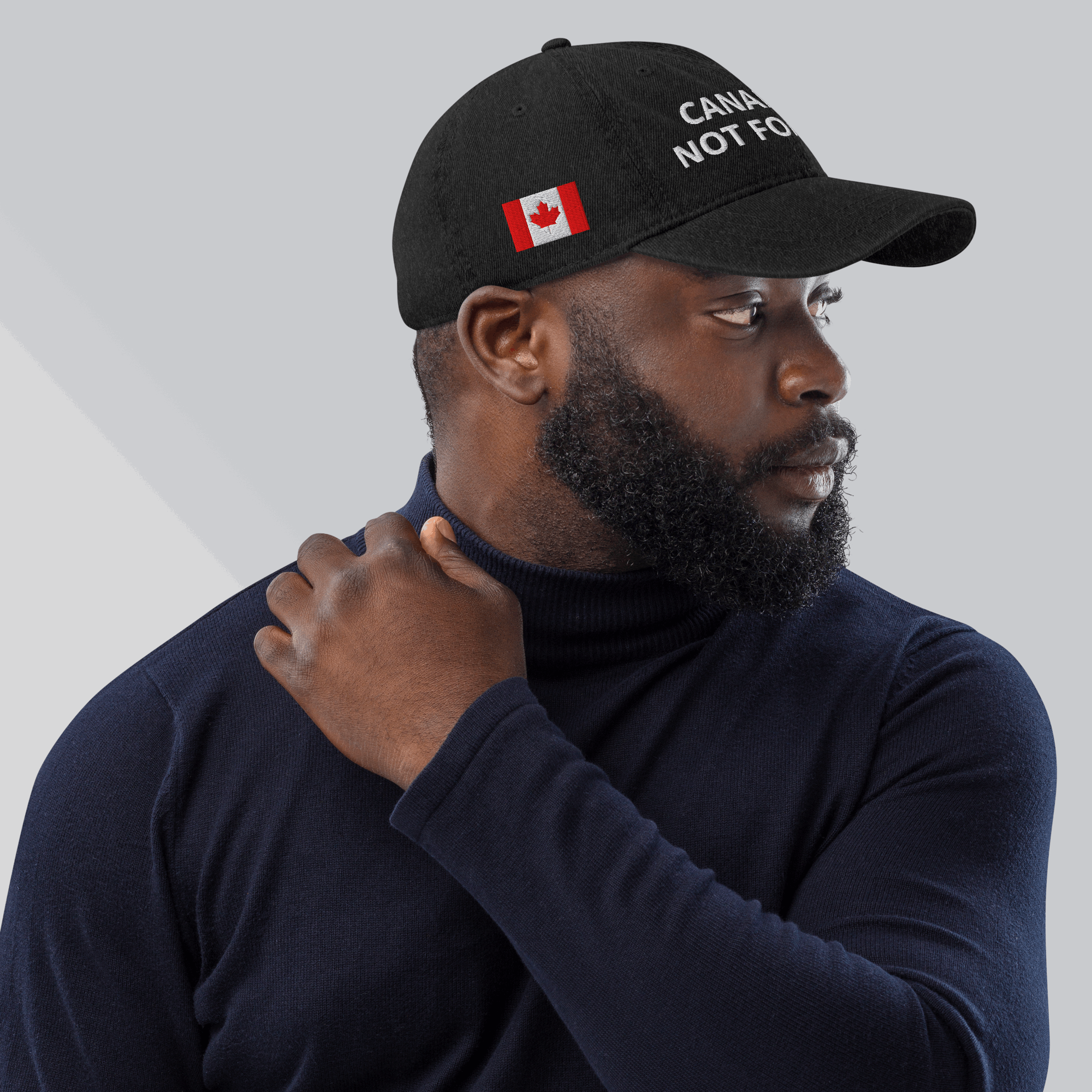 CANADA IS NOT FOR SALE Denim Hat – Embroidered Canadian Flag Adjustable Cap
