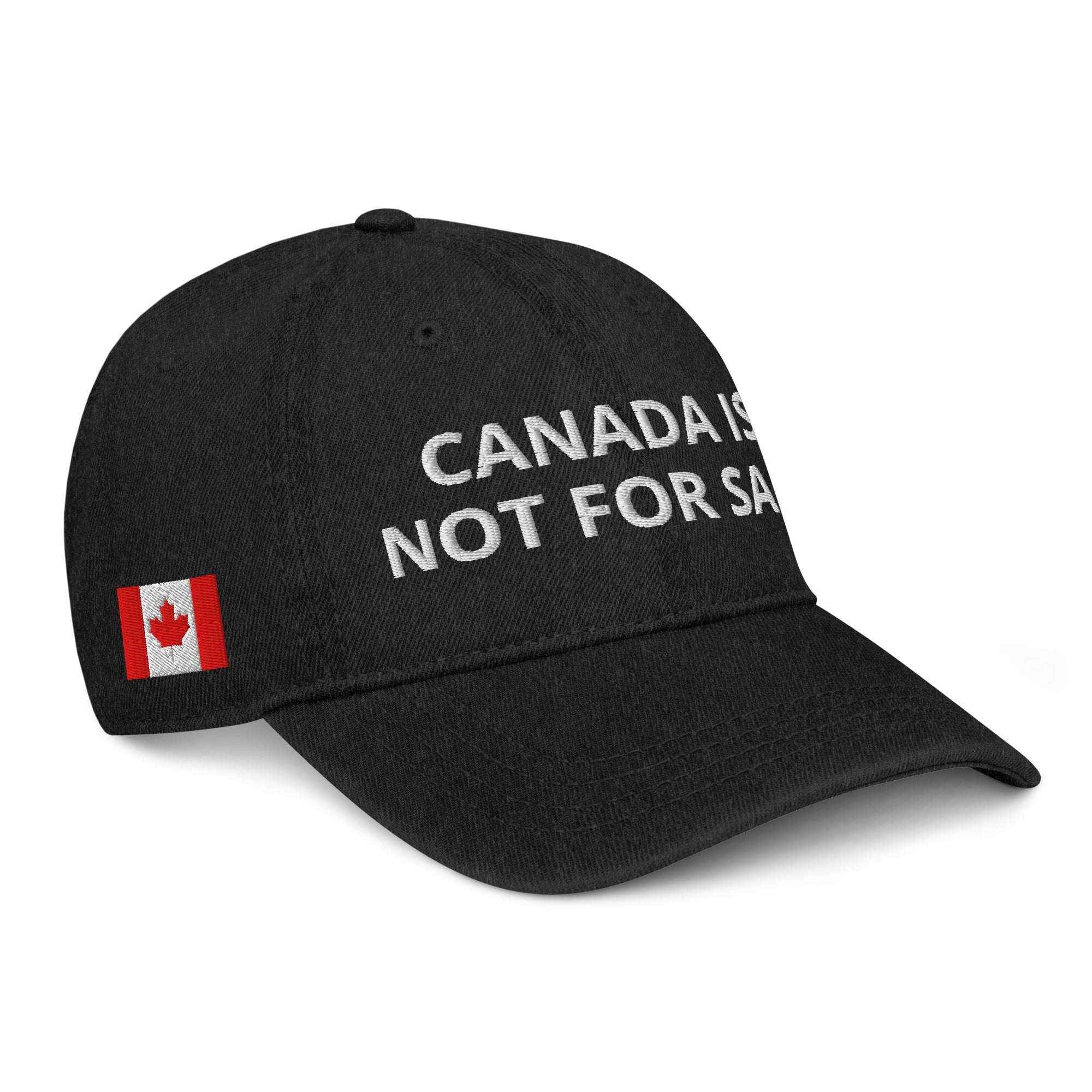 CANADA IS NOT FOR SALE Denim Hat – Embroidered Canadian Flag Adjustable Cap