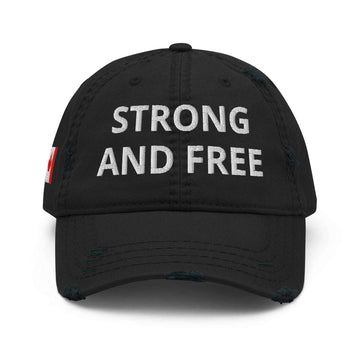 STRONG AND FREE Distressed Dad Hat – Embroidered Canadian Pride Cap