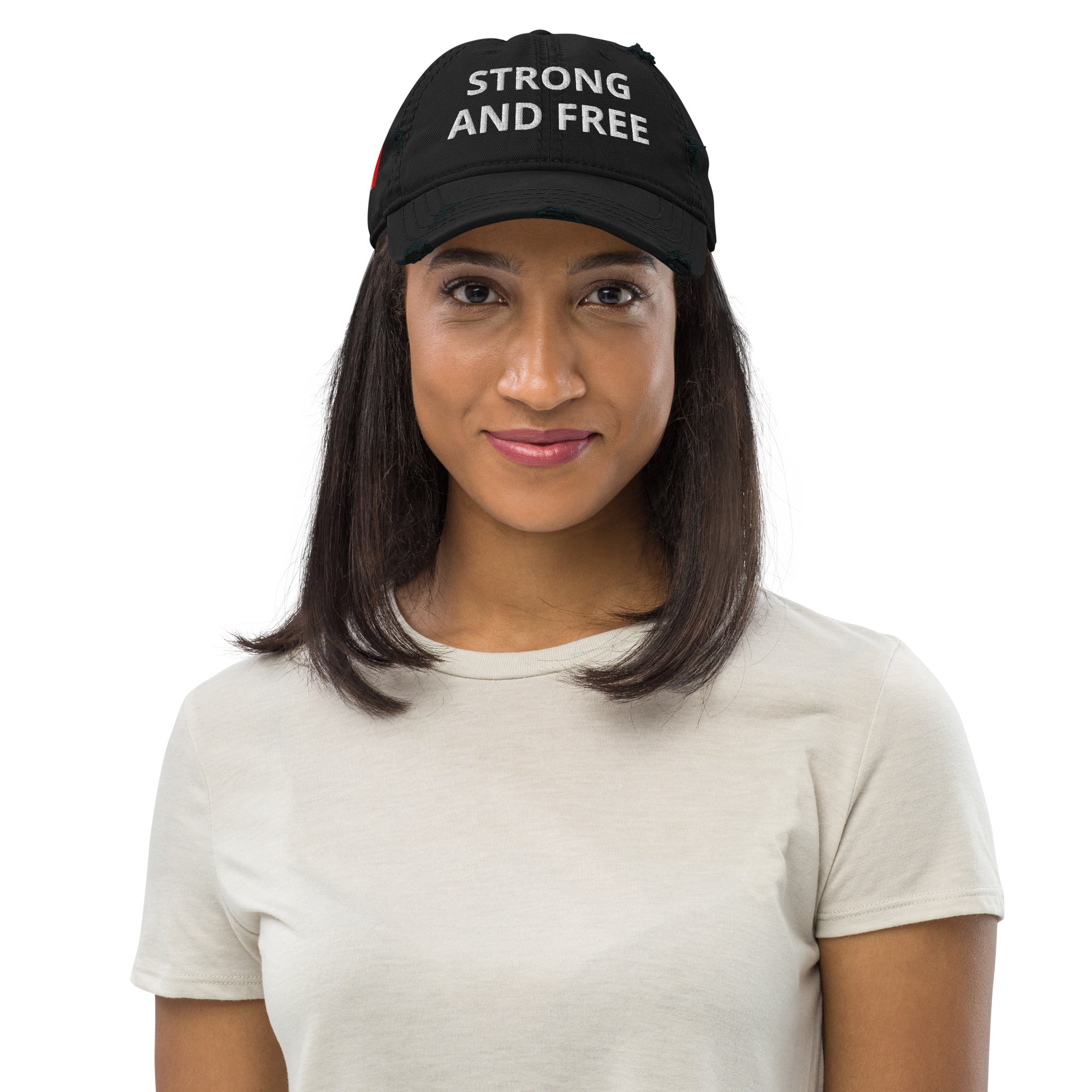 STRONG AND FREE Distressed Dad Hat – Embroidered Canadian Pride Cap