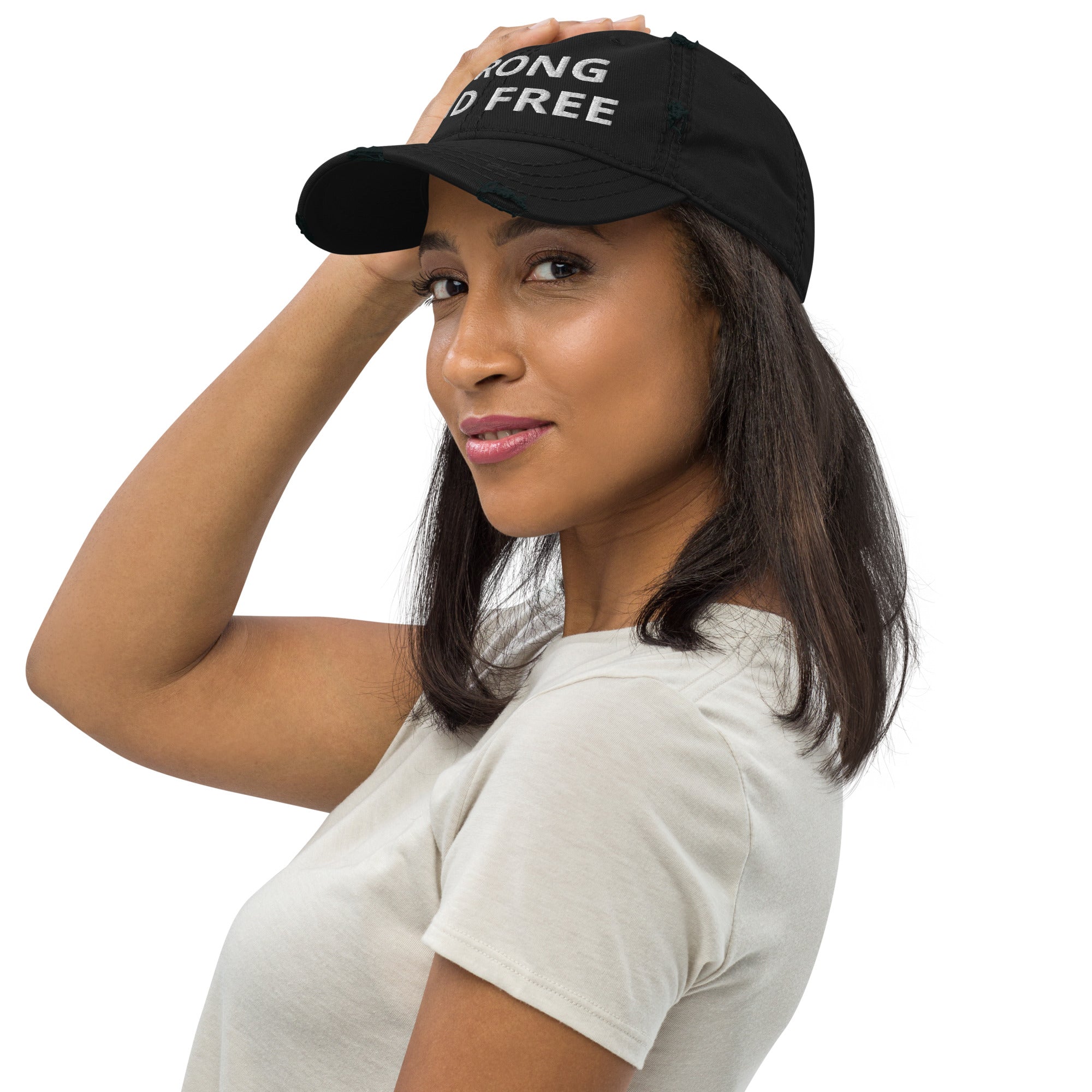 STRONG AND FREE Distressed Dad Hat – Embroidered Canadian Pride Cap
