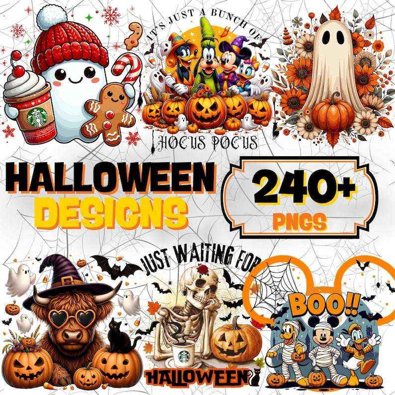 Halloween Mega Bundle  | Retro Halloween Designs | Horror Film Bundle | Fall Spooky Vibes | Trick or Treat Cartoon Clipart | Bubble-Free Stickers