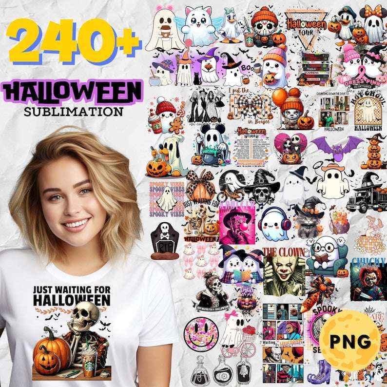 Halloween Mega Bundle  | Retro Halloween Designs | Horror Film Bundle | Fall Spooky Vibes | Trick or Treat Cartoon Clipart | Bubble-Free Stickers