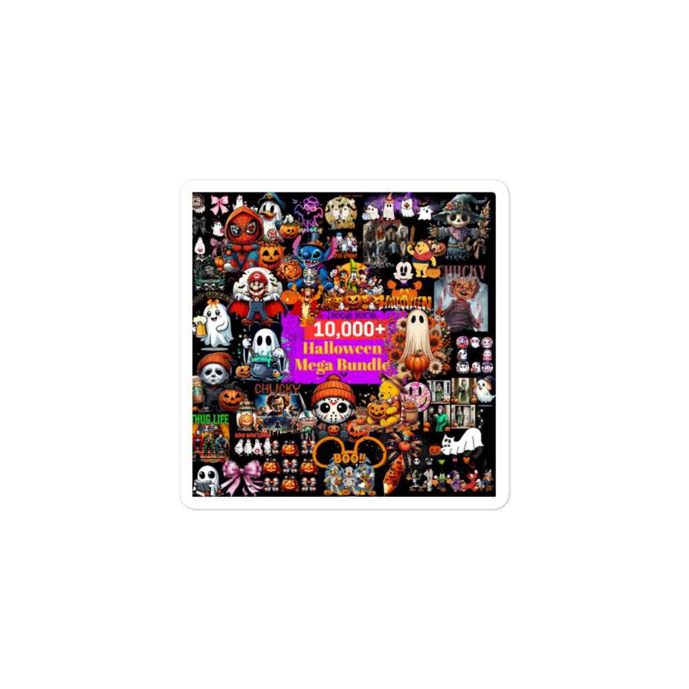 Halloween Mega Bundle  | Retro Halloween Designs | Horror Film Bundle | Fall Spooky Vibes | Trick or Treat Cartoon Clipart | Bubble-Free Stickers