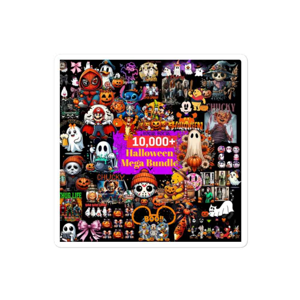 Halloween Mega Bundle  | Retro Halloween Designs | Horror Film Bundle | Fall Spooky Vibes | Trick or Treat Cartoon Clipart | Bubble-Free Stickers