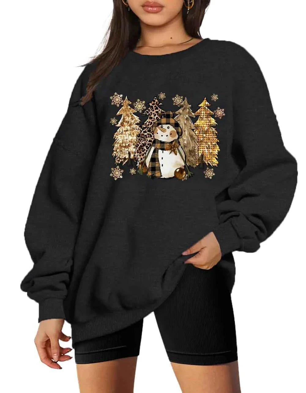 Women’s Merry Christmas Sweatshirt | Leopard Christmas Tree | Long Sleeve Holiday Sweater | Casual Winter Top