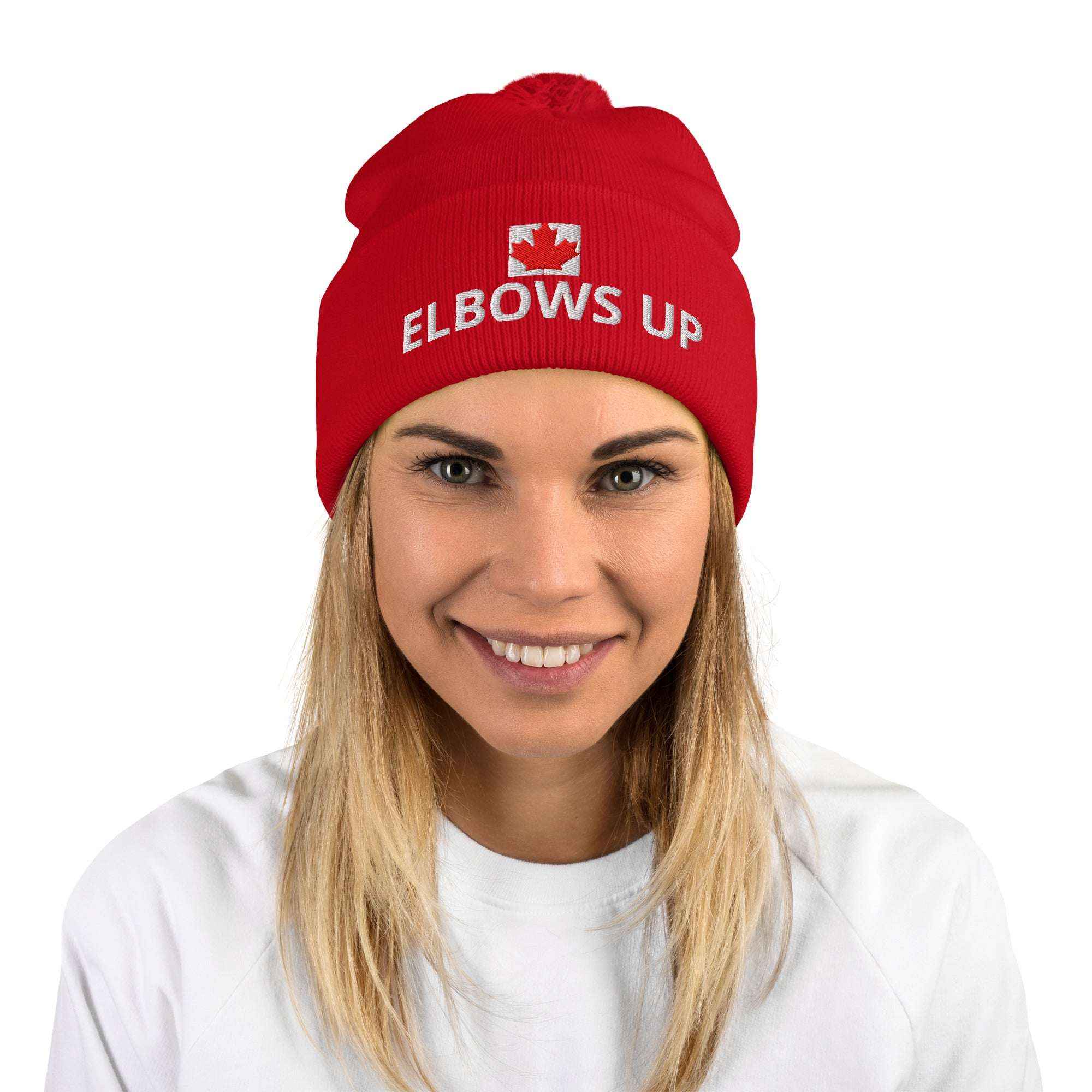 Elbows Up – Pom-Pom Beanie Proud. Bold. Unapologetically Canadian.