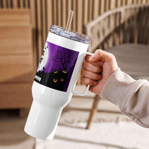 Trick and Treat Purple Happy Halloween Travel Mug