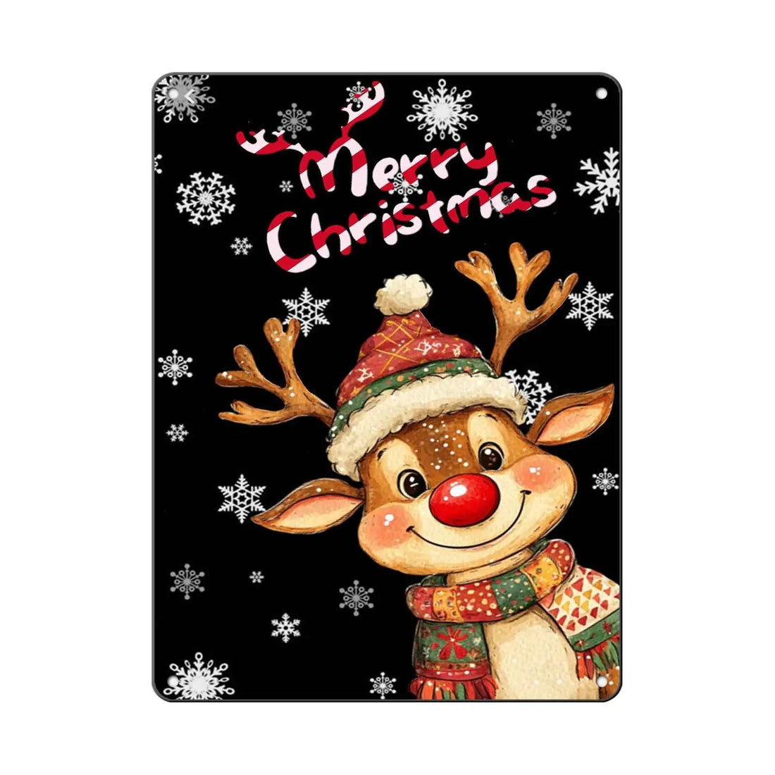Christmas Reindeer Metal Tin Sign | Merry Christmas Wall Décor