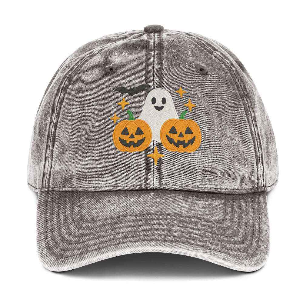 Halloween Embroidered Hat – Funny Ghost & Pumpkin Cap | Spooky Fall Retro Baseball Hat | Summerween Aesthetic Hat for Her