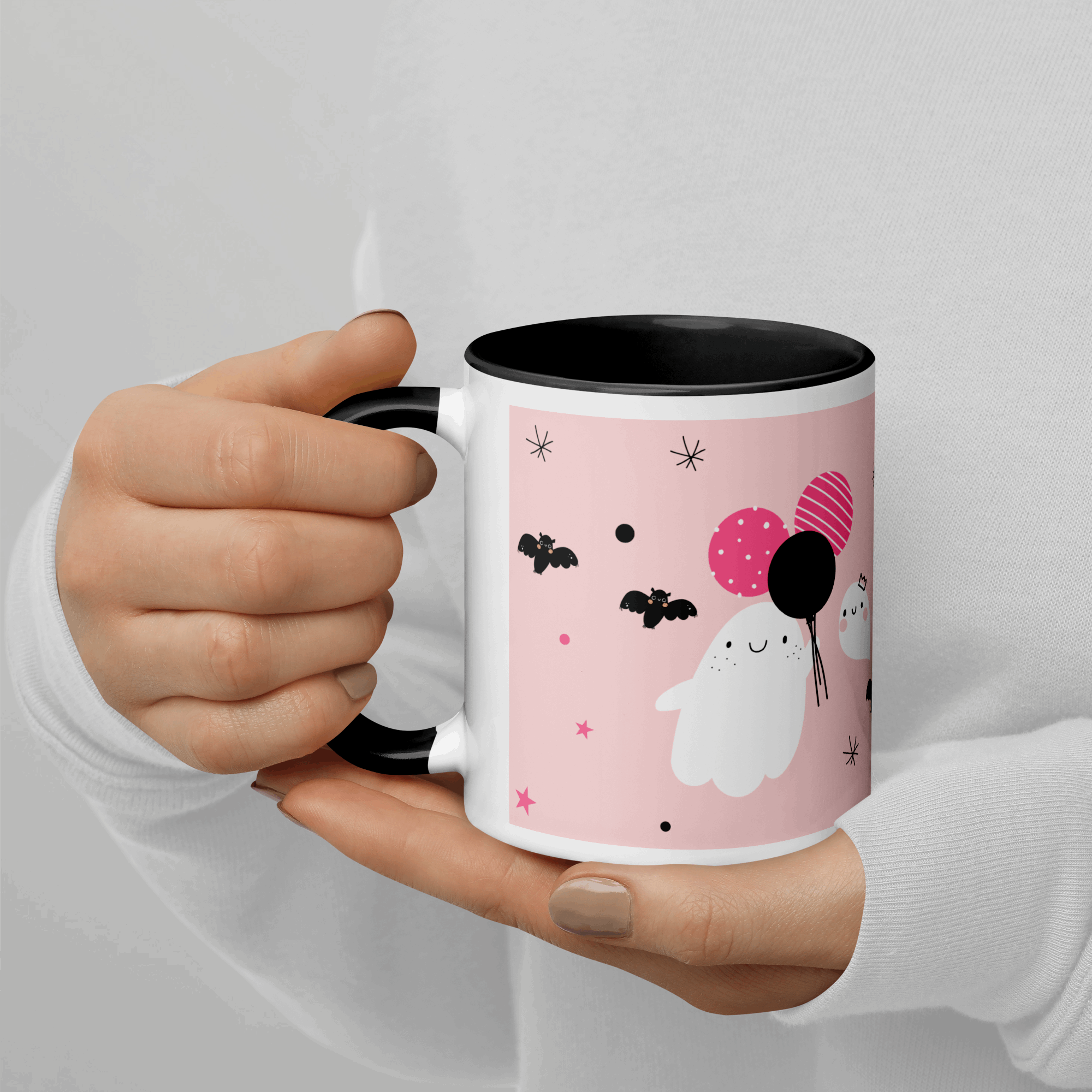 Pink Illustrative Halloween Wraparound Mug