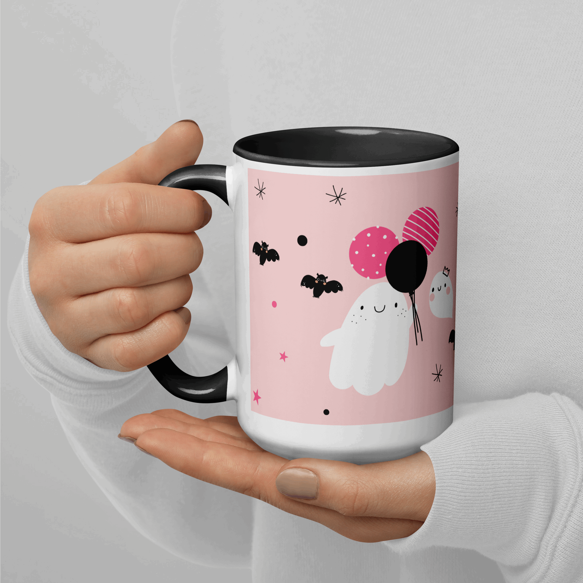 Pink Illustrative Halloween Wraparound Mug