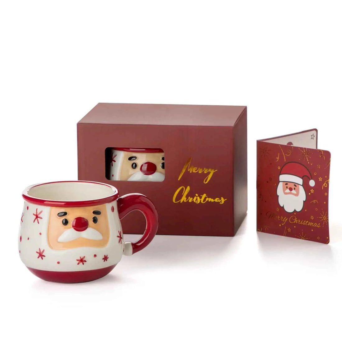 Nucookery Christmas Mug | 16oz | Santa Face Design | Gift Box & Christmas Card Included | Funny & Cute Coffee Mug for Mom, Kids, Dad | Holiday Christmas Gift